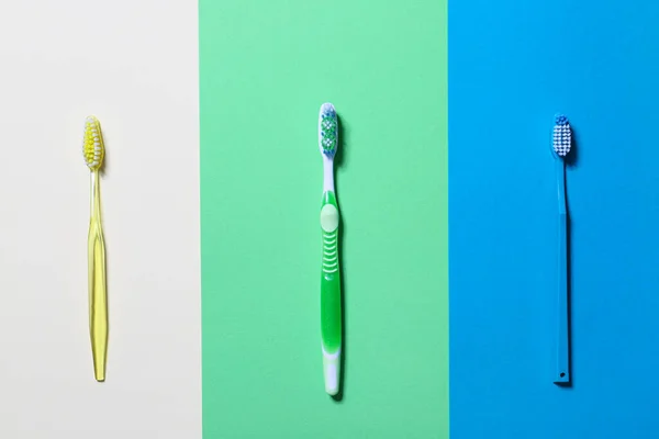 Tandenborstels Kleur Achtergrond — Stockfoto