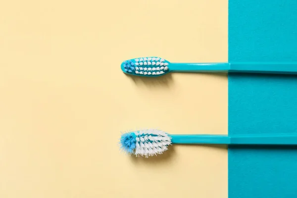 Tooth Brushes Color Background — Stock Photo, Image