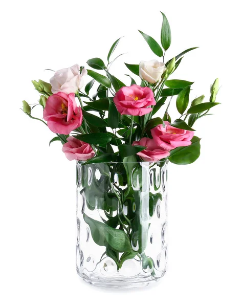 Beautiful Vase Flowers White Background — Stock Photo, Image