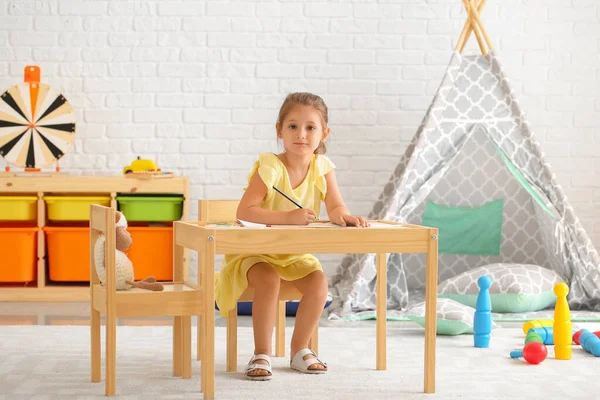 Cute Little Girl Coloring Pictures Home — Stock Photo, Image