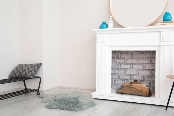 Stylish Fireplace Modern Living Room — Stock Photo, Image