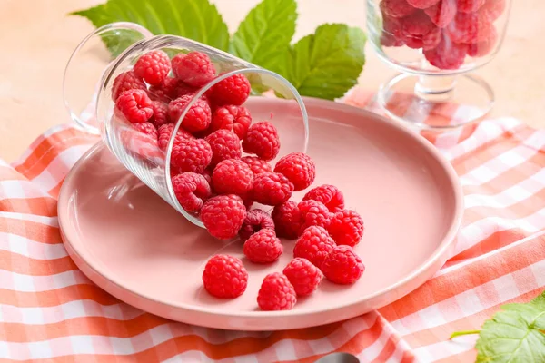 Tasty Ripe Raspberries Table — Stock Photo, Image