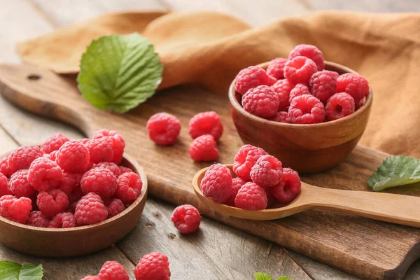 Tasty Ripe Raspberries Table — Stock Photo, Image