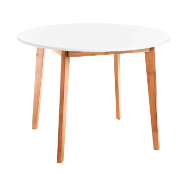 Beyaz arkaplanda yemek masası