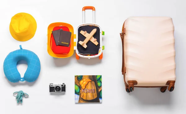 Travel Accessories Children White Background — Stock Photo, Image