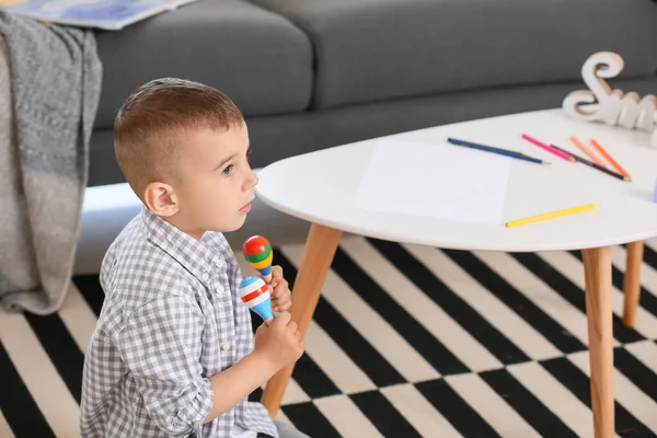 Cute Little Boy Playing Home — Stock Photo, Image