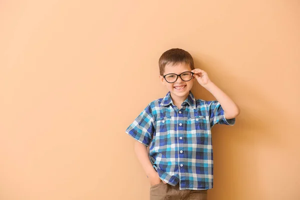 Cute Little Boy Color Background — Stock Photo, Image