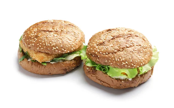 Lekkere Veganistische Hamburgers Witte Achtergrond — Stockfoto