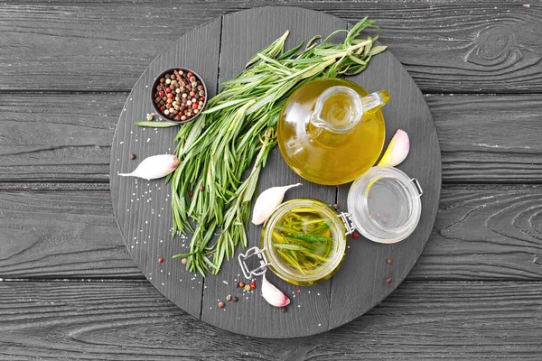 Rosemary Oil Spices Table — Stock Photo, Image