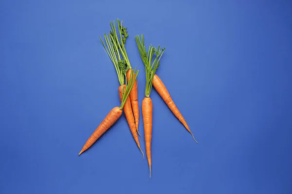 Carottes Fraîches Sur Fond Couleur — Photo