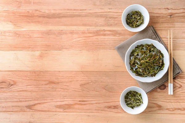 Bowls Tasty Seaweed Table — Stock Photo, Image