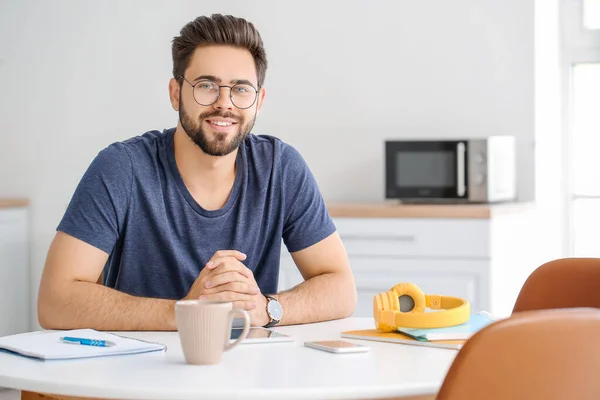 Young Man Learning Home — Stock Photo, Image