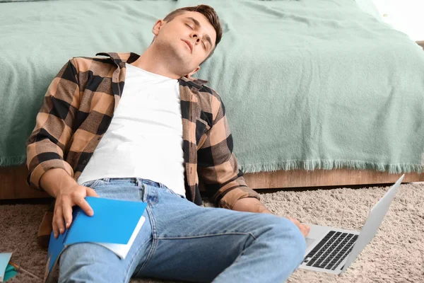 Tired Student Sleeping Home — Stock Photo, Image