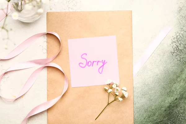 Carta Com Palavra Sorry Fundo Cor — Fotografia de Stock