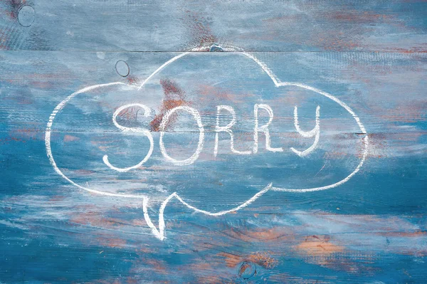 Word Sorry Geschreven Houten Ondergrond — Stockfoto