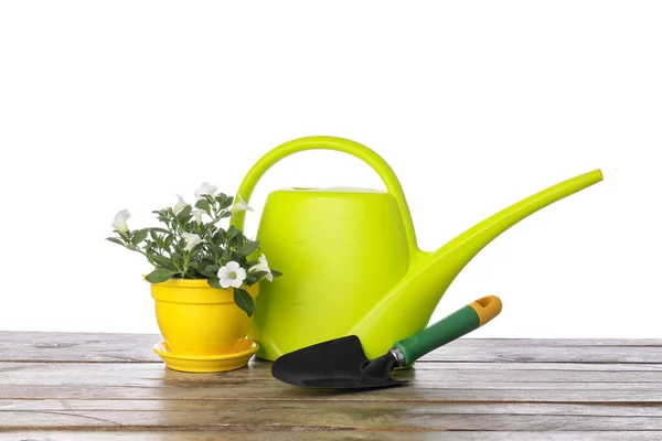 Gardening Tools Table White Background — Stock Photo, Image