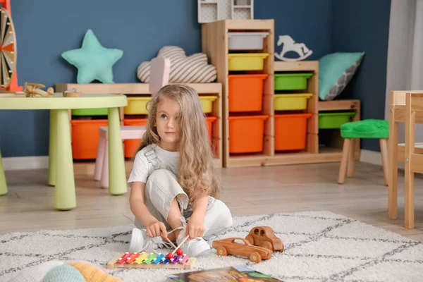 Cute Little Girl Playing Home — Stock Photo, Image