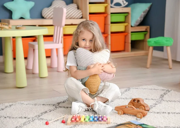 Cute Little Girl Playing Home — Stock Photo, Image