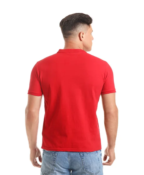 Junger Mann Schicken Shirt Auf Weißem Hintergrund — Stockfoto