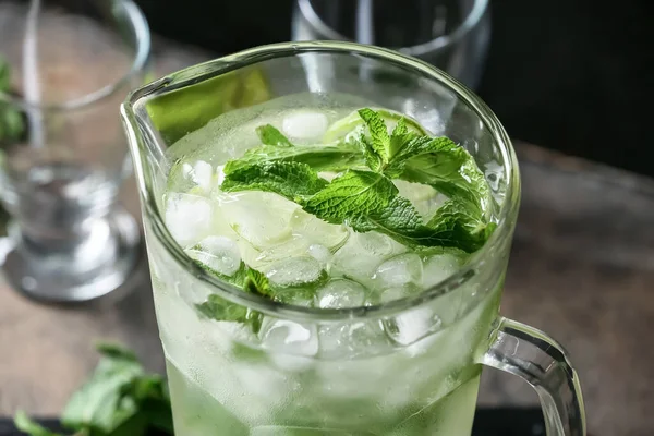 Jug Fresh Mojito Table Closeup — Stock Photo, Image