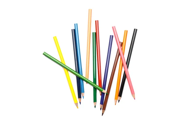 Set Colorful Pencils White Background — Stock Photo, Image