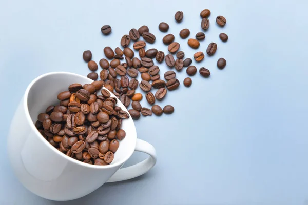 Cup Coffee Beans Light Background — Stock Photo, Image