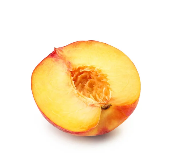 Süß Geschnittener Pfirsich Auf Weißem Hintergrund — Stockfoto
