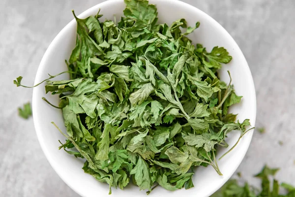 Bowl Dry Parsley Table Closeup — Stock Photo, Image