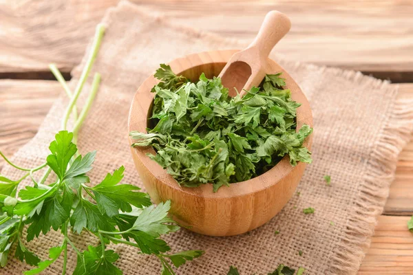 Bowl Dry Parsley Table — Stock Photo, Image