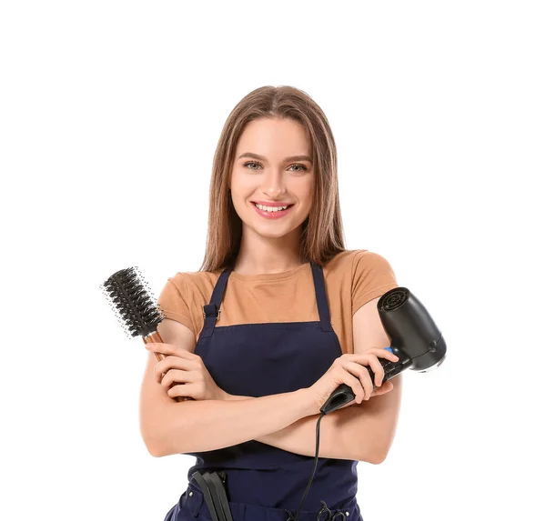 Coiffeur Féminin Sur Fond Blanc — Photo