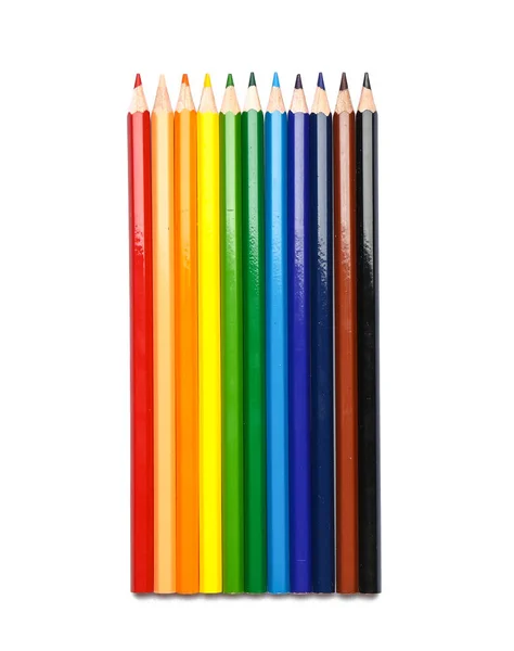 Conjunto Lápis Coloridos Sobre Fundo Branco — Fotografia de Stock
