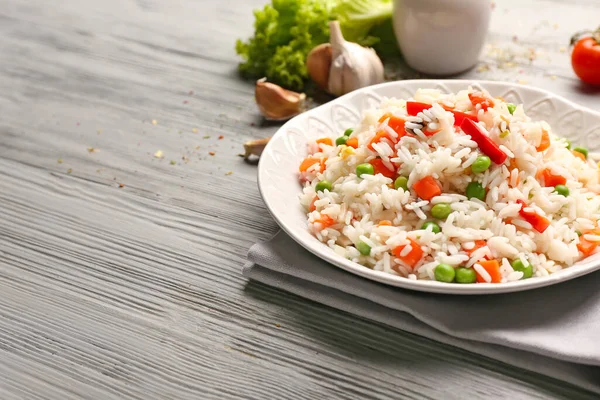 Plate Tasty Pilaf Table — Stock Photo, Image