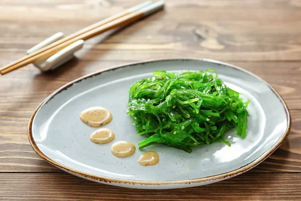 Plate Tasty Seaweed Salad Table — Stock Photo, Image