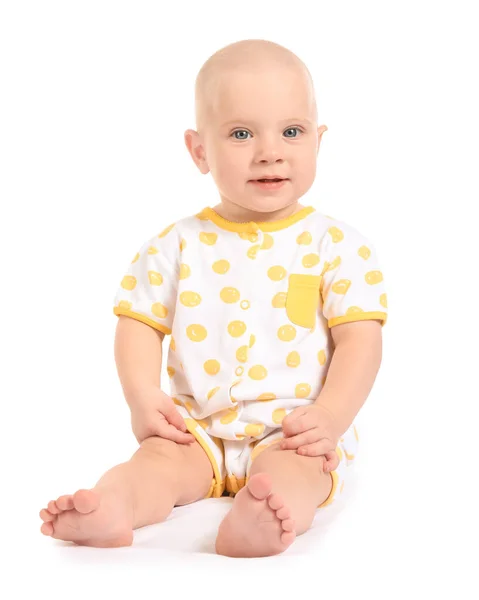 Retrato Bebê Pequeno Bonito Fundo Branco — Fotografia de Stock