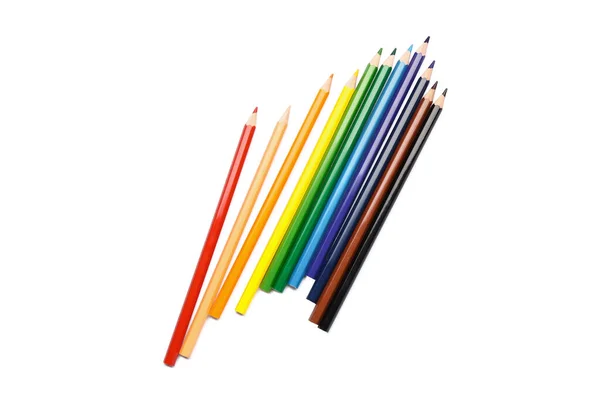 白色背景上的一组彩色铅笔 — 图库照片