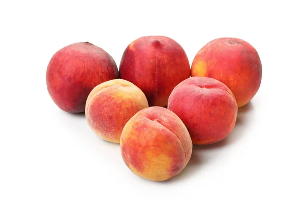 Sweet Ripe Peaches White Background — Stock Photo, Image