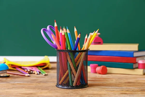 Set Pencils Table — Stock Photo, Image