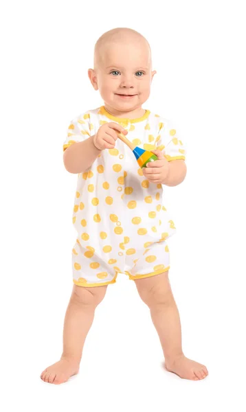 Portrait Cute Little Baby Toy White Background — Stock Photo, Image