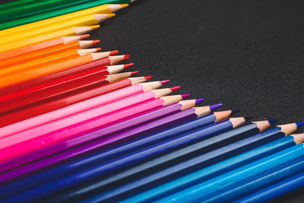 Set Colorful Pencils Dark Background — Stock Photo, Image