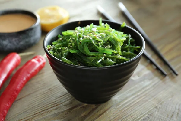 Bowl Tasty Seaweed Salad Table — Stock Photo, Image