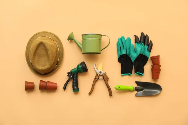 Gardening Tools Color Background — Stock Photo, Image