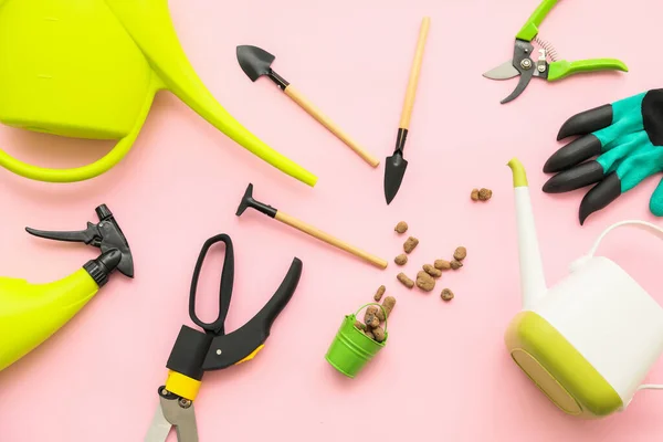Gardening Tools Color Background — Stock Photo, Image
