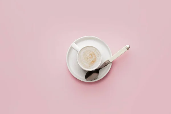 Kopje Hete Koffie Kleur Achtergrond — Stockfoto