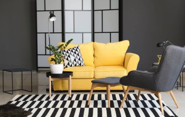 Rahat kanepeli modern bir oda.