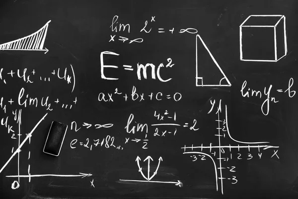 School Blackboard Prepared Maths Lesson — Stock Photo, Image