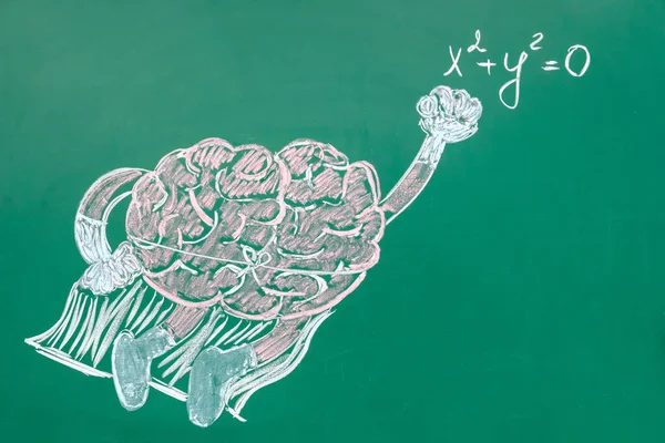 Drawn Brain Formula School Blackboard — Stock Photo, Image