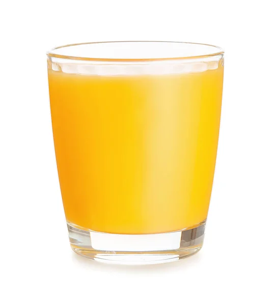 Bicchiere Succo Arancia Fresco Sfondo Bianco — Foto Stock