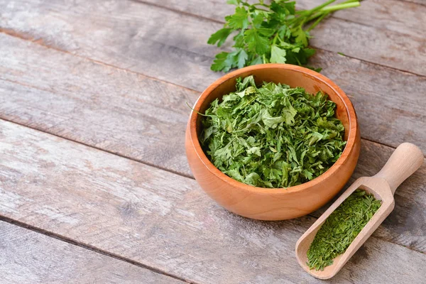 Bowl Dry Parsley Table — Stock Photo, Image