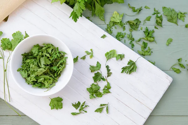 Bowl Dry Parsley Table — Stock Photo, Image