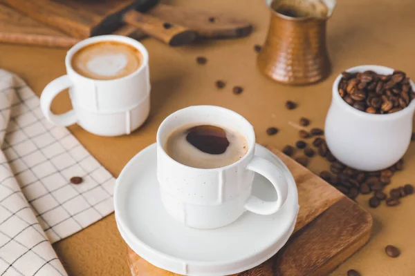 Koppar Varmt Kaffe Bordet — Stockfoto